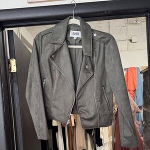 Faux Leather Moto Jacket in Green by Steve Madden